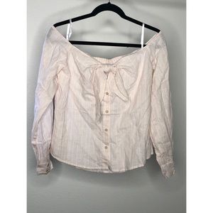 Free People Off The Shoulder Blush Pink Linen Top